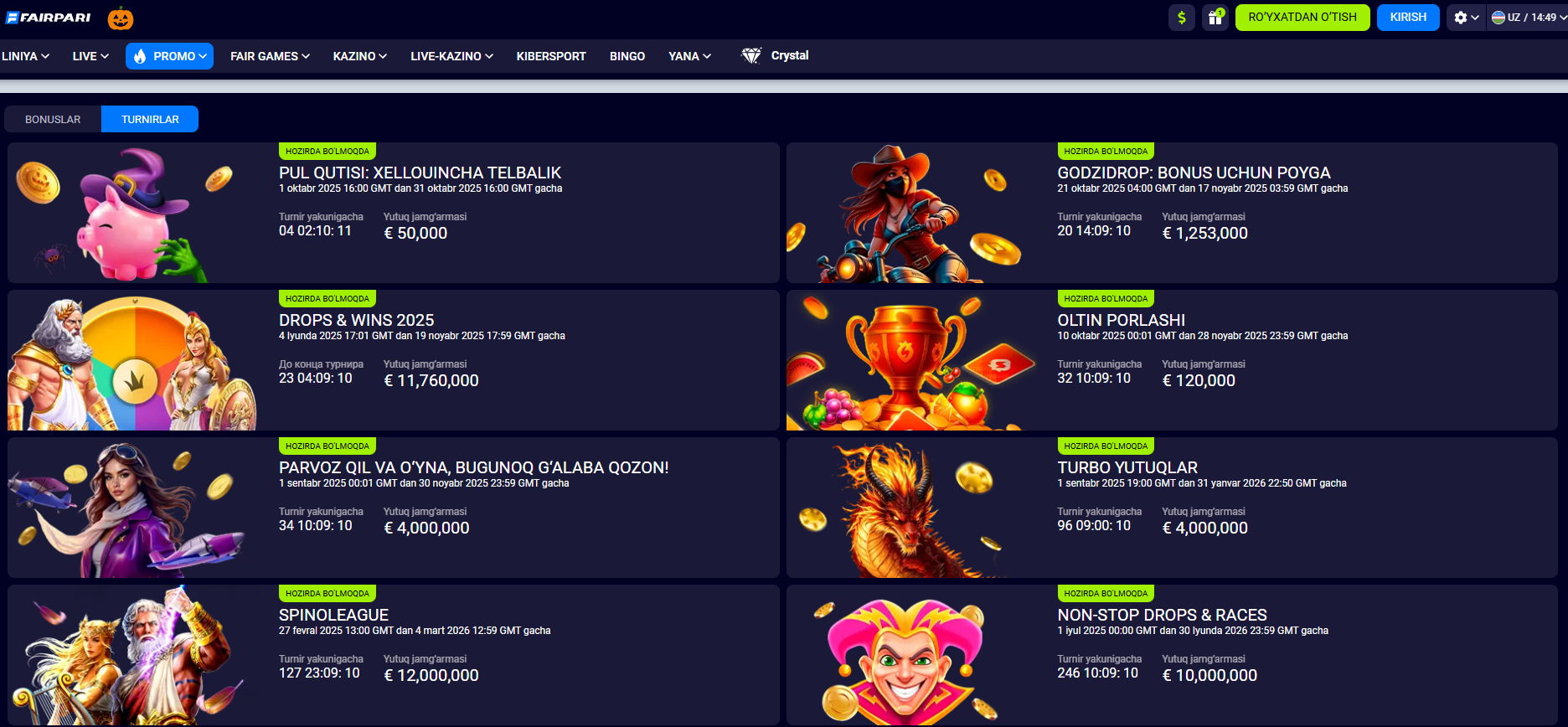 Available Bets and Markets Fairpari Casino