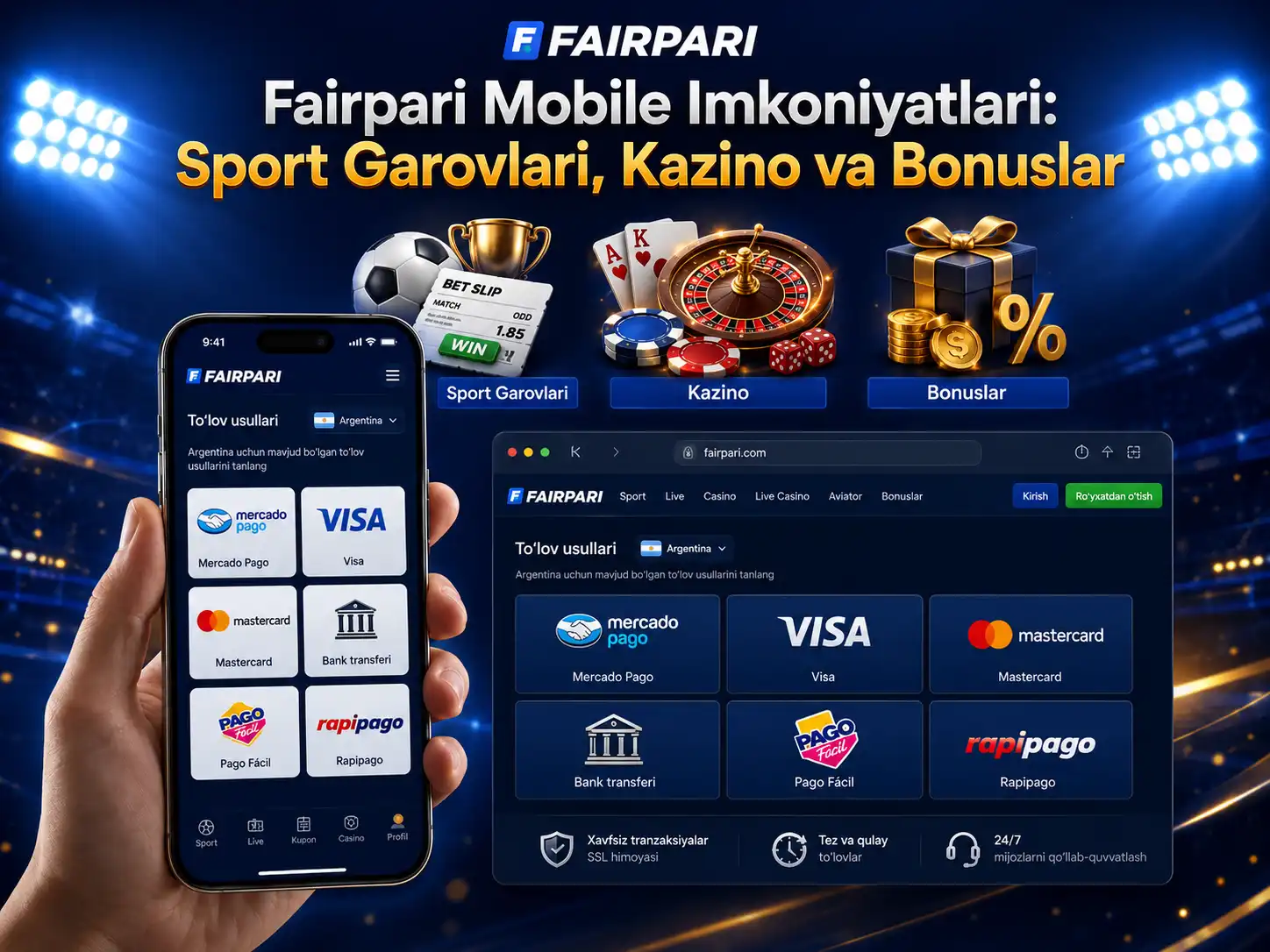 Fairpari Mobile Imkoniyatlari: Sport Garovlari, Kazino va Bonuslar